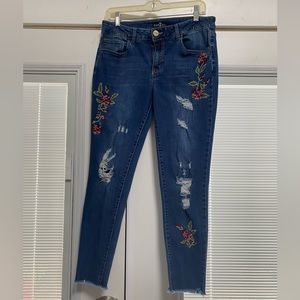 Womens jeans with floral embroidery size 8